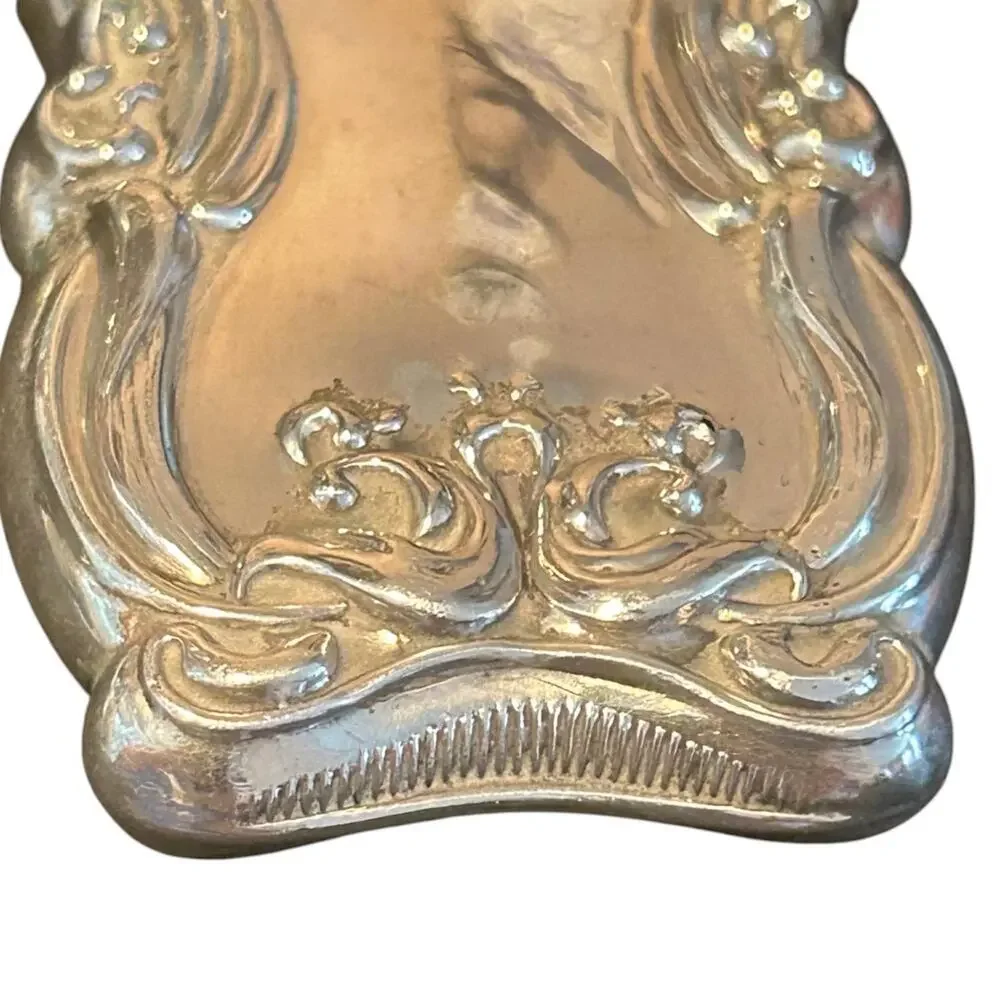 Antique Art Nouveau Sterling Silver Vesta Case Match Safe Repoussé Floral Design